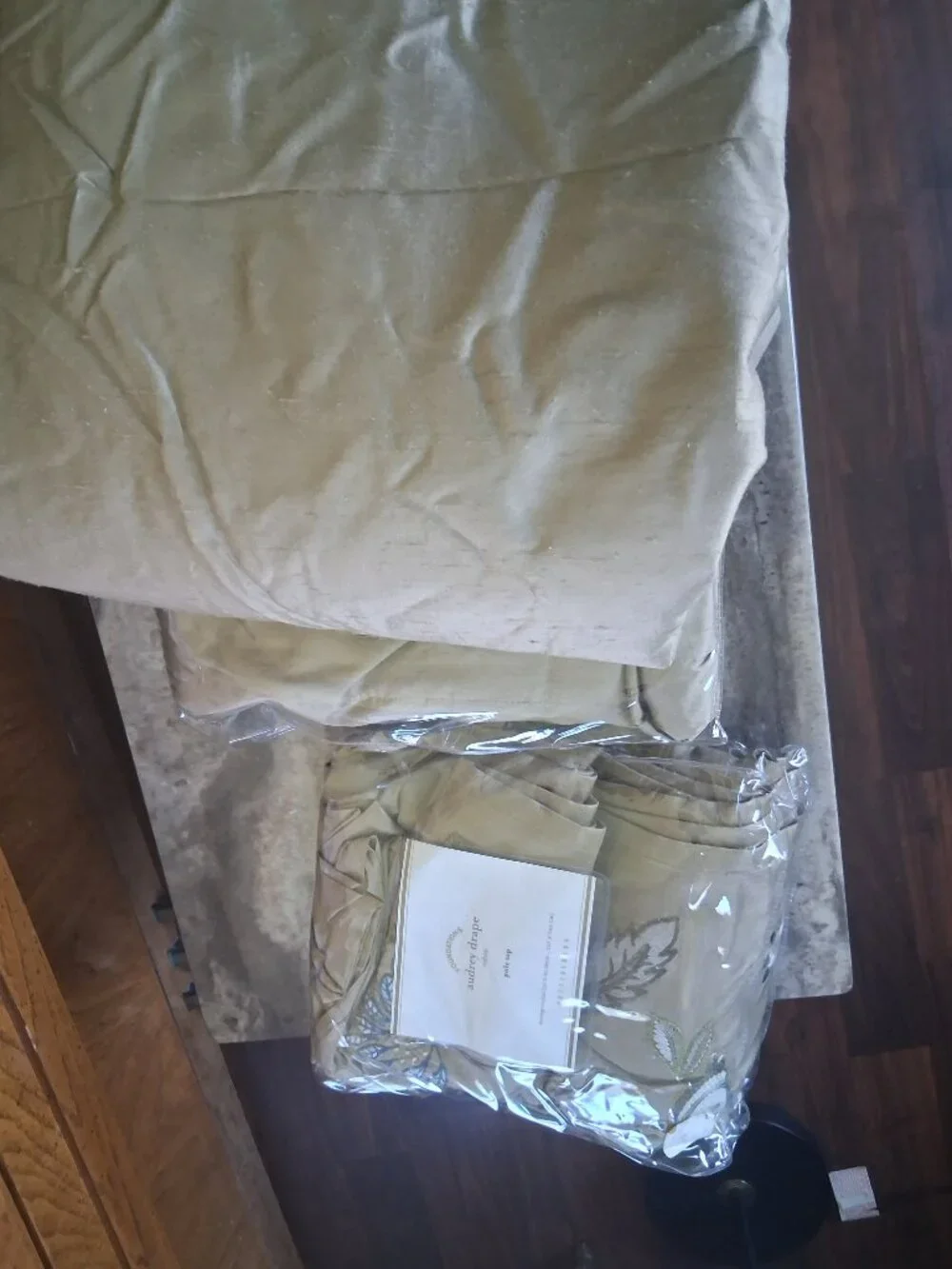 Pottery Barn Audrey 50W x 96L Gold Pole Top Floral SILK Drapes. Set of 2